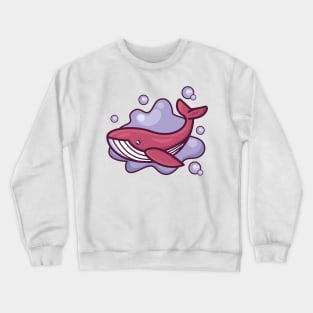 Cute Smiling Pink Whale Crewneck Sweatshirt